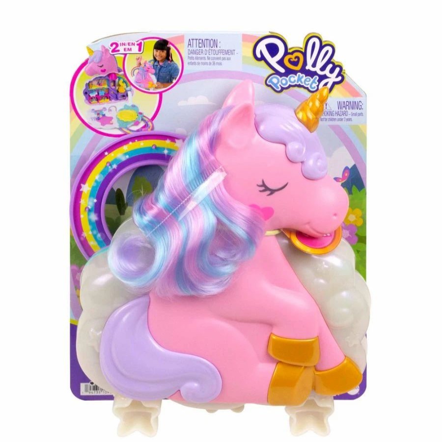 Dolls | * Polly Pocket Rainbow Unicorn Salon Playset