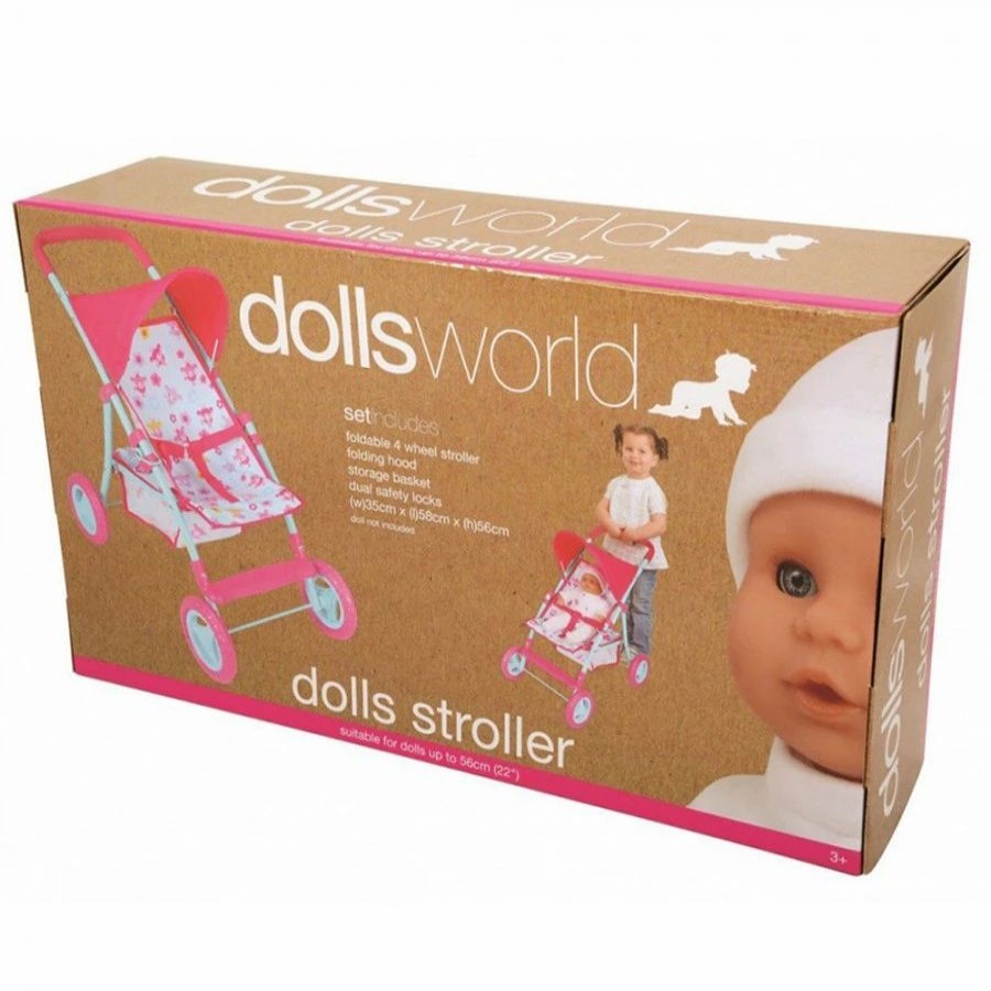 Doll Prams | * Dolls World Four Wheel Folding Dolls Stroller