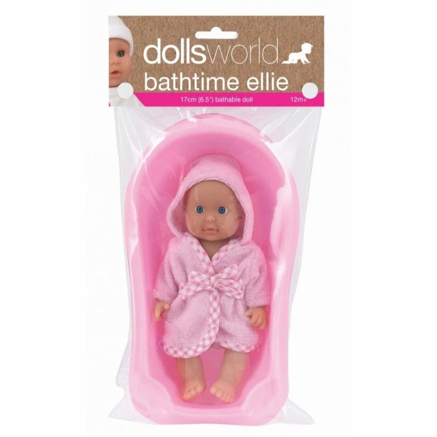 Baby Dolls | * Dolls World Bathtime Ellie With Bath 17Cm Assorted